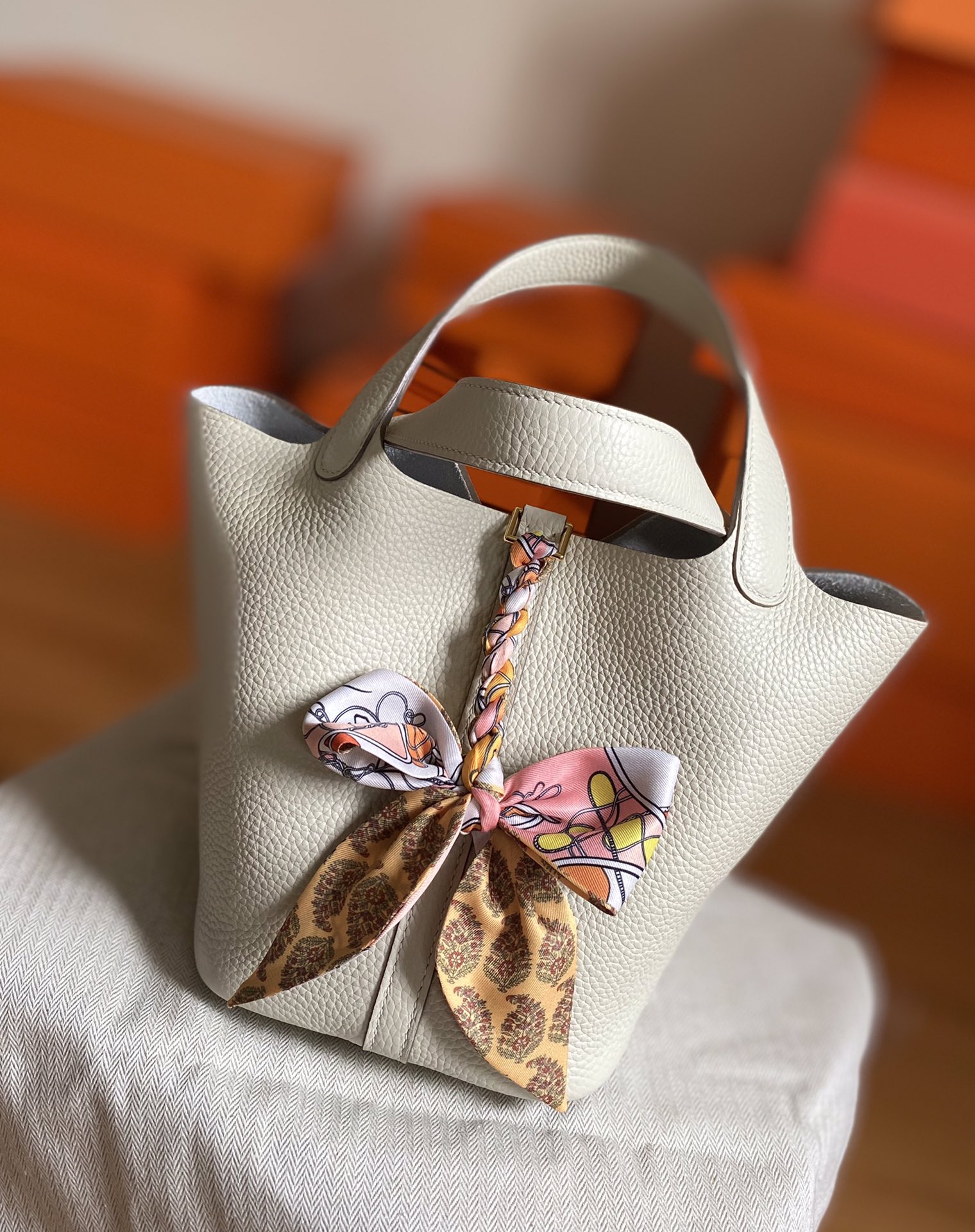 에르메스 피코탄18 화이트 금장